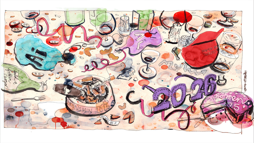 Henrik Mitelman nyår illustration gabriella