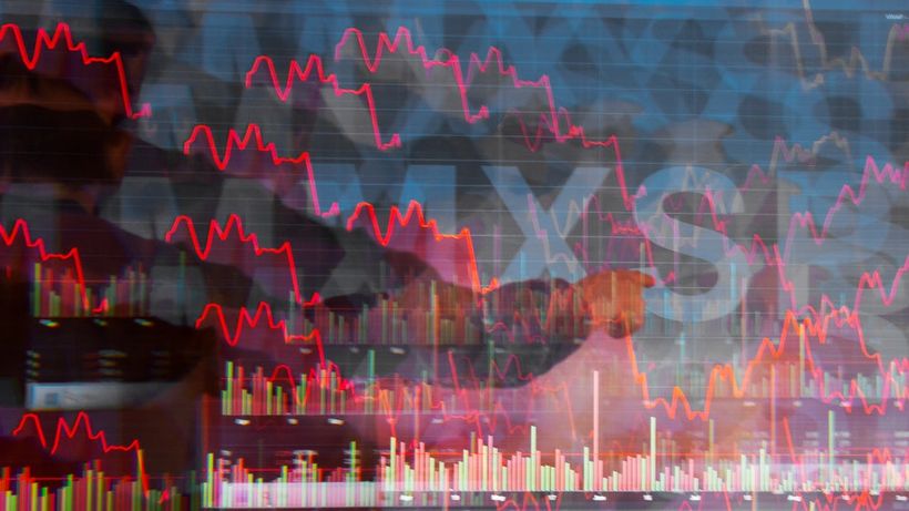 Nasdaq röd rött börsen börs graf infront rasar tappar klättrar ner ned rekyl volatil stockholmsbörsen genre