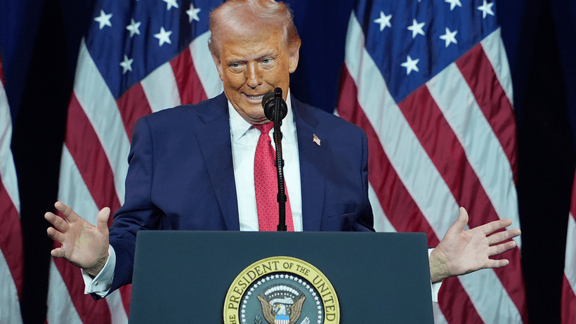 President Donald Trump speaks to House Republican lawmakers during their annual policy retreat, Tuesday, Jan. 6, 2026, in Washington.