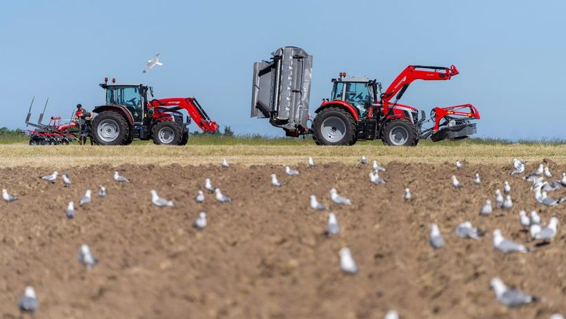 traktor, skörd, åker