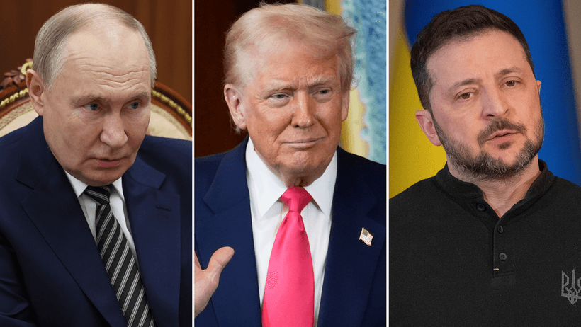 Vladimir Putin, Donald Trump och Volodymyr Zelenskyj