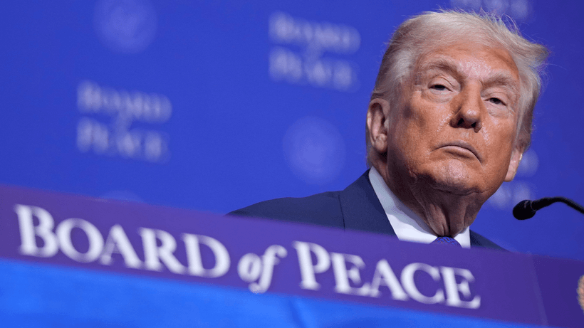 USA:s president Donald Trump under ett möte med Board of Peace den 19 februari i Washington DC.