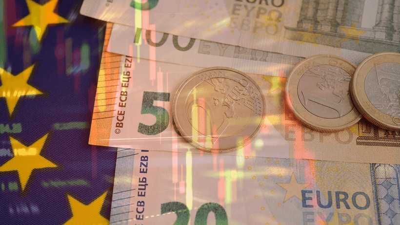 Euro. Bilden är ett montage