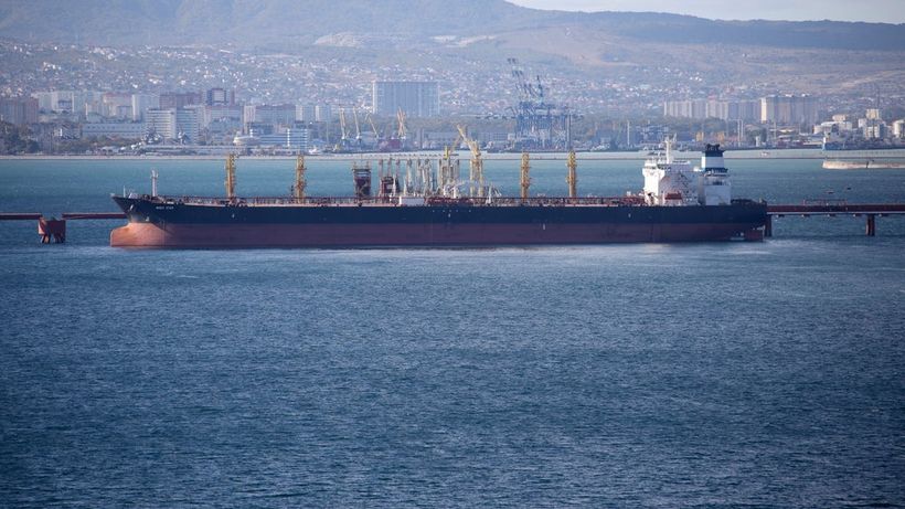 En oljetanker i Novorossiysk i Ryssland.