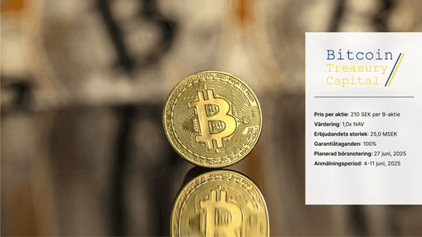 Bitcoin Treasury Capital AB vill bli Europas ledande Bitcoin-treasurybolag
