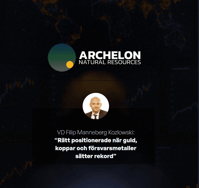 VD-intervju med Filip Manneberg Kozlowski på Archelon Natural Resources