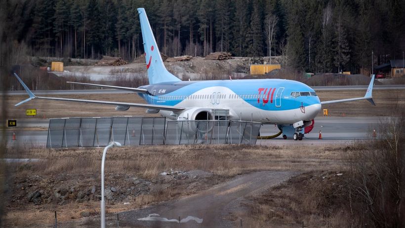 ARLANDA 2020-04-01 En långtidsparkerad Boeing 737-8 Max tillhörande TUI på Arlanda flygplats under coronapandemin. Foto: Johan Nilsson / TT / Kod 50090

