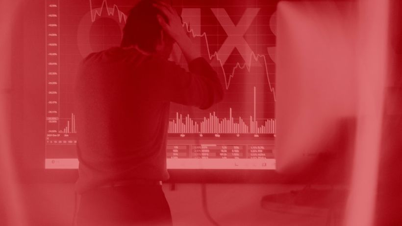 Nasdaq röd rött börsen börs graf infront rasar tappar klättrar ner ned rekyl volatil stockholmsbörsen genre