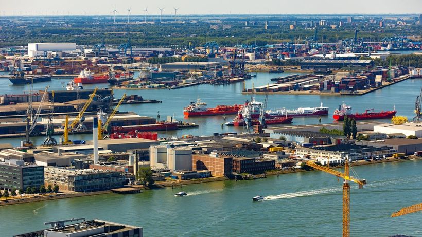 Hamnen i Rotterdam, Holland/Nederländerna.