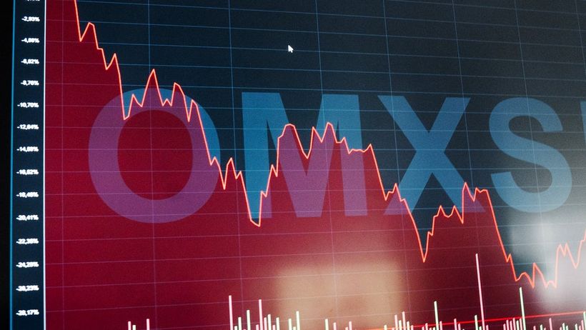 Nasdaq röd rött börsen börs graf infront rasar tappar klättrar ner ned rekyl volatil stockholmsbörsen genre