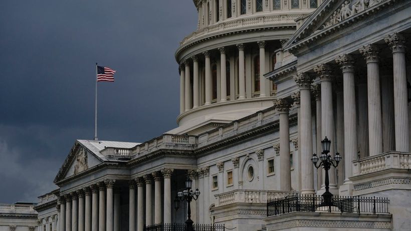 Capital Hill i USA. Bild för budgetunderskott. 