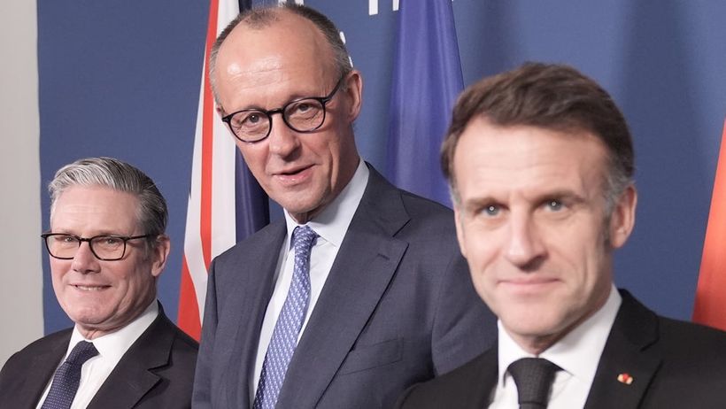 Keir Starmer, Friedrich Merz och Emmanuel Macron