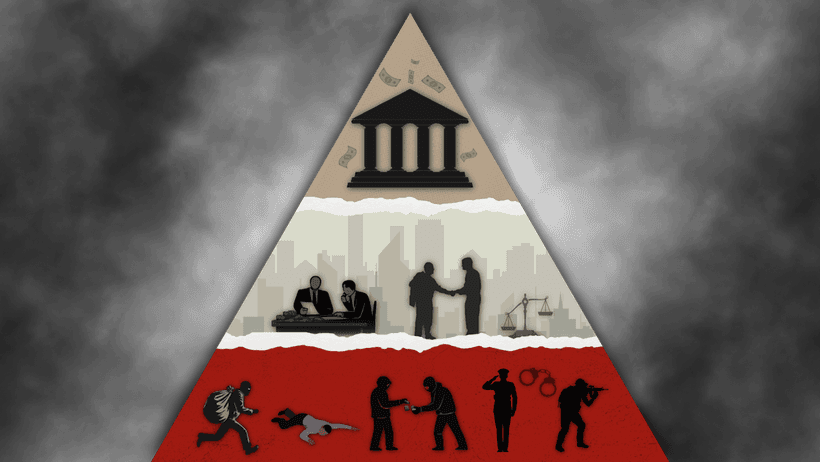 Illustration över den kriminella näringskedjan, pyramid