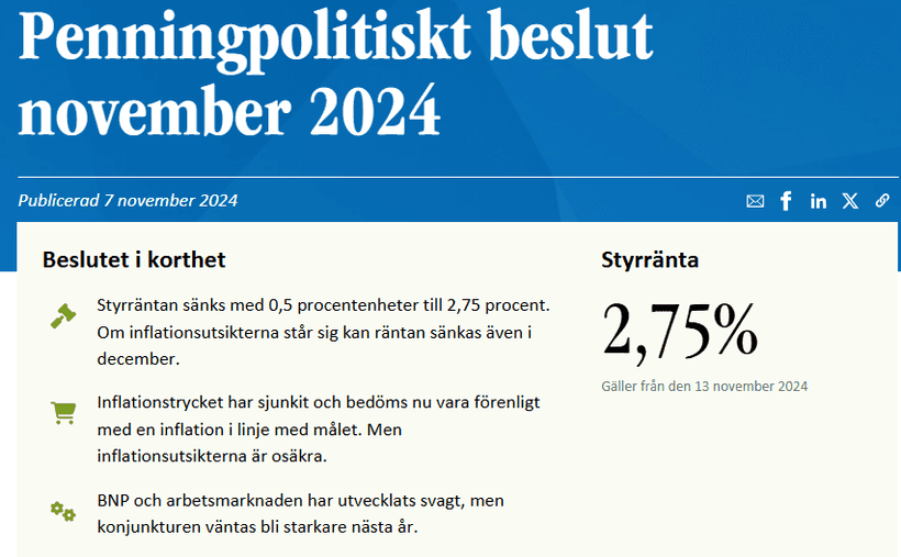 Centralbank, Sveriges Riksbank