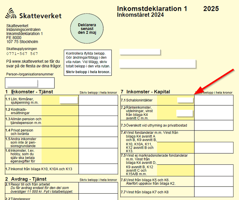 inkomstdeklaration, ISK skatt