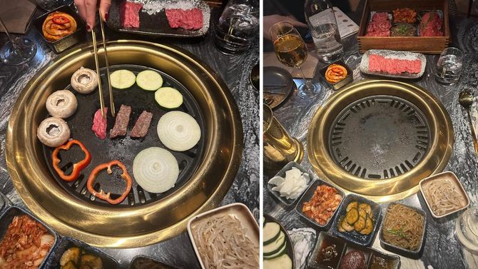 Allt fokus är på grillen.