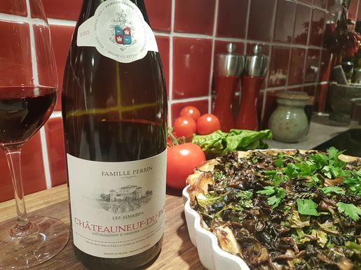 Châteauneuf-du-Pape Les Sinards till vegetarisk gratäng med rotfrukter