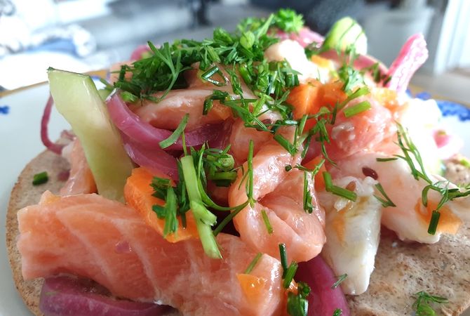 Vin till sommarceviche på knäckebröd