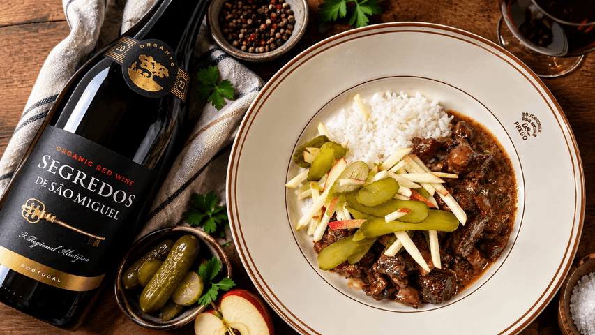 Köttgryta med champinjoner, timjan och grädde